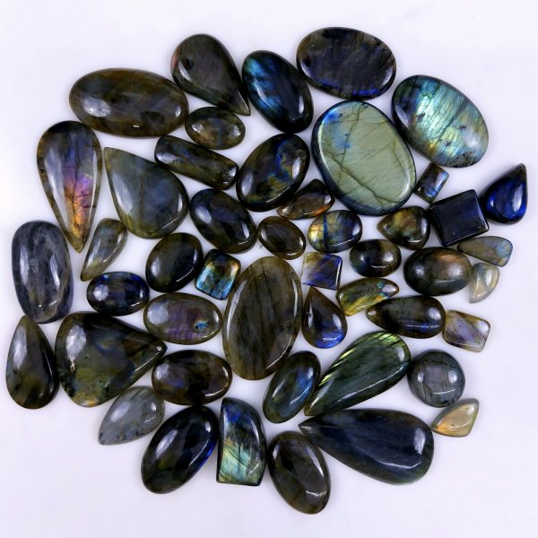 47pc 1707Cts Labradorite Cabochon Multifire Healing Crystal For Jewelry Supplies, Labradorite Necklace Handmade Wire Wrapped Gemstone Pendant 48x30 16x10mm#6342