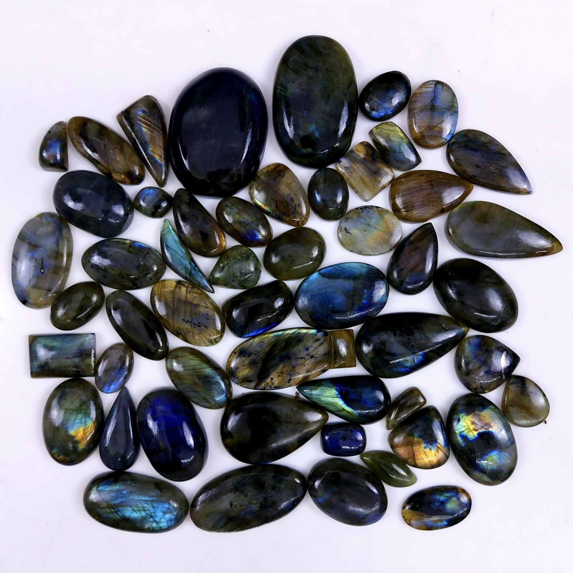 53pc 1720Cts Labradorite Cabochon Multifire Healing Crystal For Jewelry Supplies Labradorite Necklace Handmade Wire Wrapped Gemstone Pendant 48x27 18x14mm6343