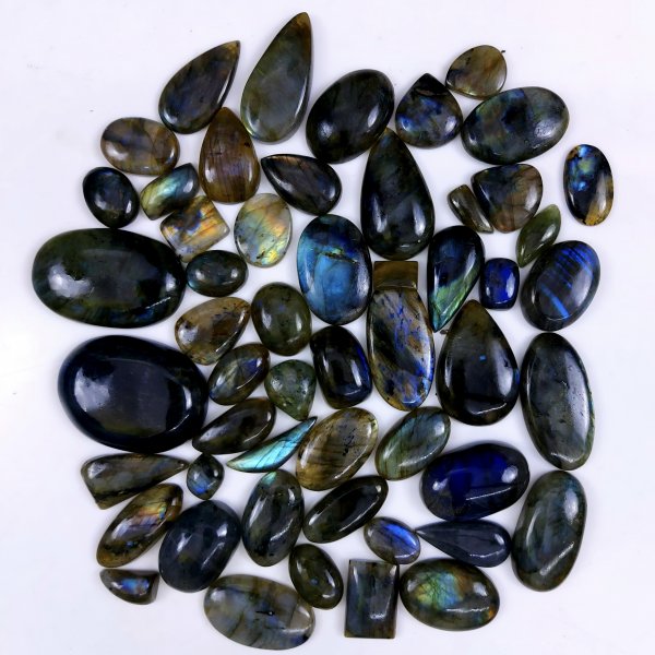53pc 1720Cts Labradorite Cabochon Multifire Healing Crystal For Jewelry Supplies, Labradorite Necklace Handmade Wire Wrapped Gemstone Pendant 48x27 18x14mm#6343
