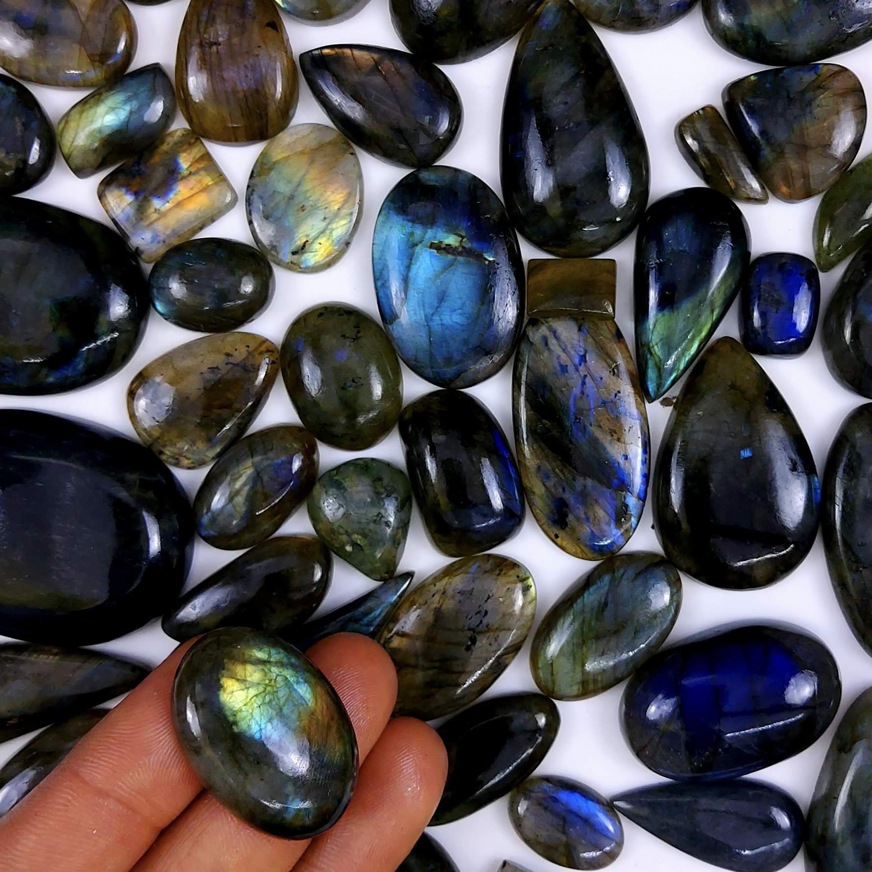 53pc 1720Cts Labradorite Cabochon Multifire Healing Crystal For Jewelry Supplies Labradorite Necklace Handmade Wire Wrapped Gemstone Pendant 48x27 18x14mm6343