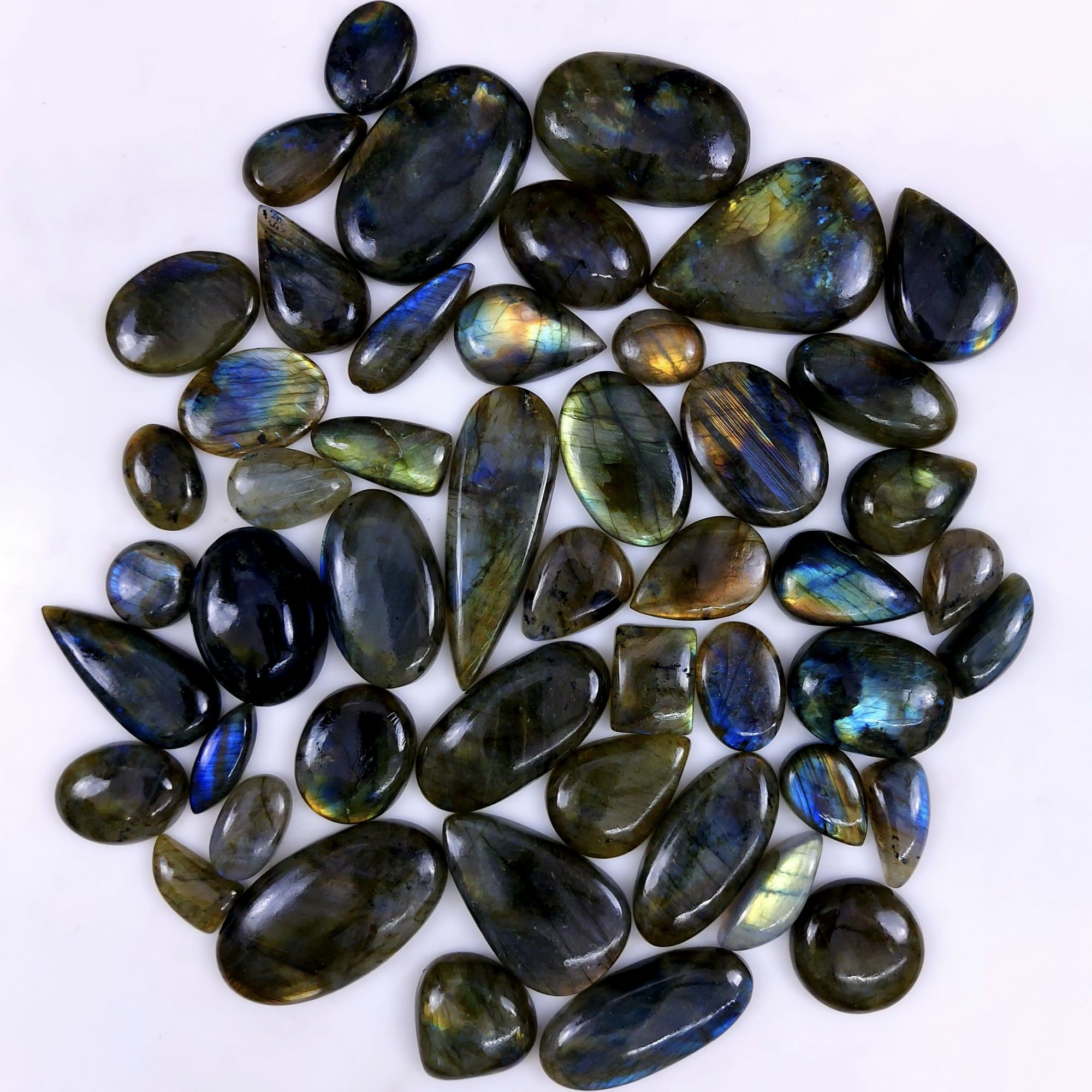 49pc 1675Cts Labradorite Cabochon Multifire Healing Crystal For Jewelry Supplies Labradorite Necklace Handmade Wire Wrapped Gemstone Pendant 46x33 16x12mm6344