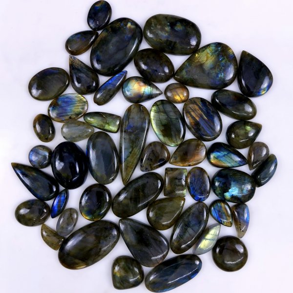 49pc 1675Cts Labradorite Cabochon Multifire Healing Crystal For Jewelry Supplies, Labradorite Necklace Handmade Wire Wrapped Gemstone Pendant 46x33 16x12mm#6344