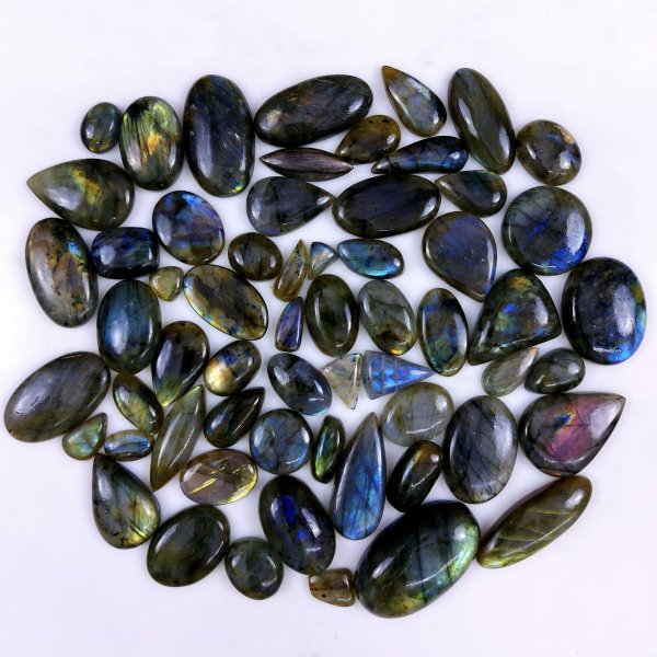 60pc 1906Cts Labradorite Cabochon Multifire Healing Crystal For Jewelry Supplies, Labradorite Necklace Handmade Wire Wrapped Gemstone Pendant 48x28 12x12mm#6346