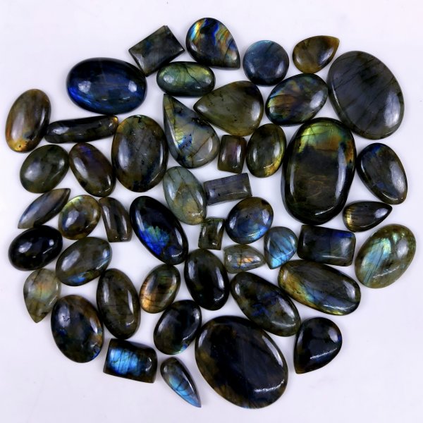 46pc 1723Cts Labradorite Cabochon Multifire Healing Crystal For Jewelry Supplies, Labradorite Necklace Handmade Wire Wrapped Gemstone Pendant 55x35 22x16mm#6349