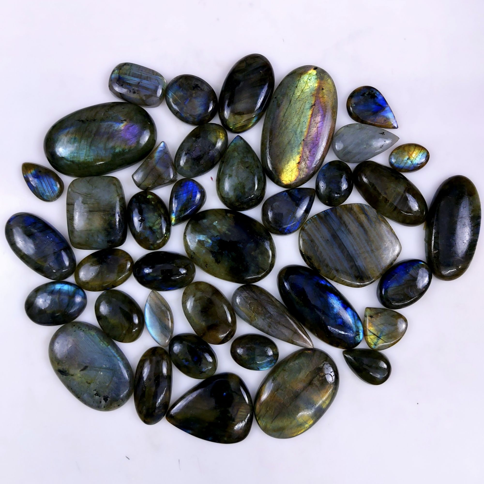 39pc 1636Cts Labradorite Cabochon Multifire Healing Crystal For Jewelry Supplies Labradorite Necklace Handmade Wire Wrapped Gemstone Pendant 55x32 18x14mm6354
