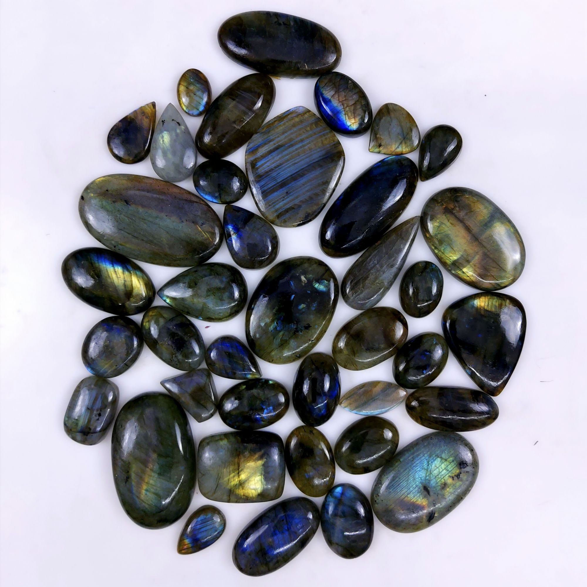 39pc 1636Cts Labradorite Cabochon Multifire Healing Crystal For Jewelry Supplies Labradorite Necklace Handmade Wire Wrapped Gemstone Pendant 55x32 18x14mm6354