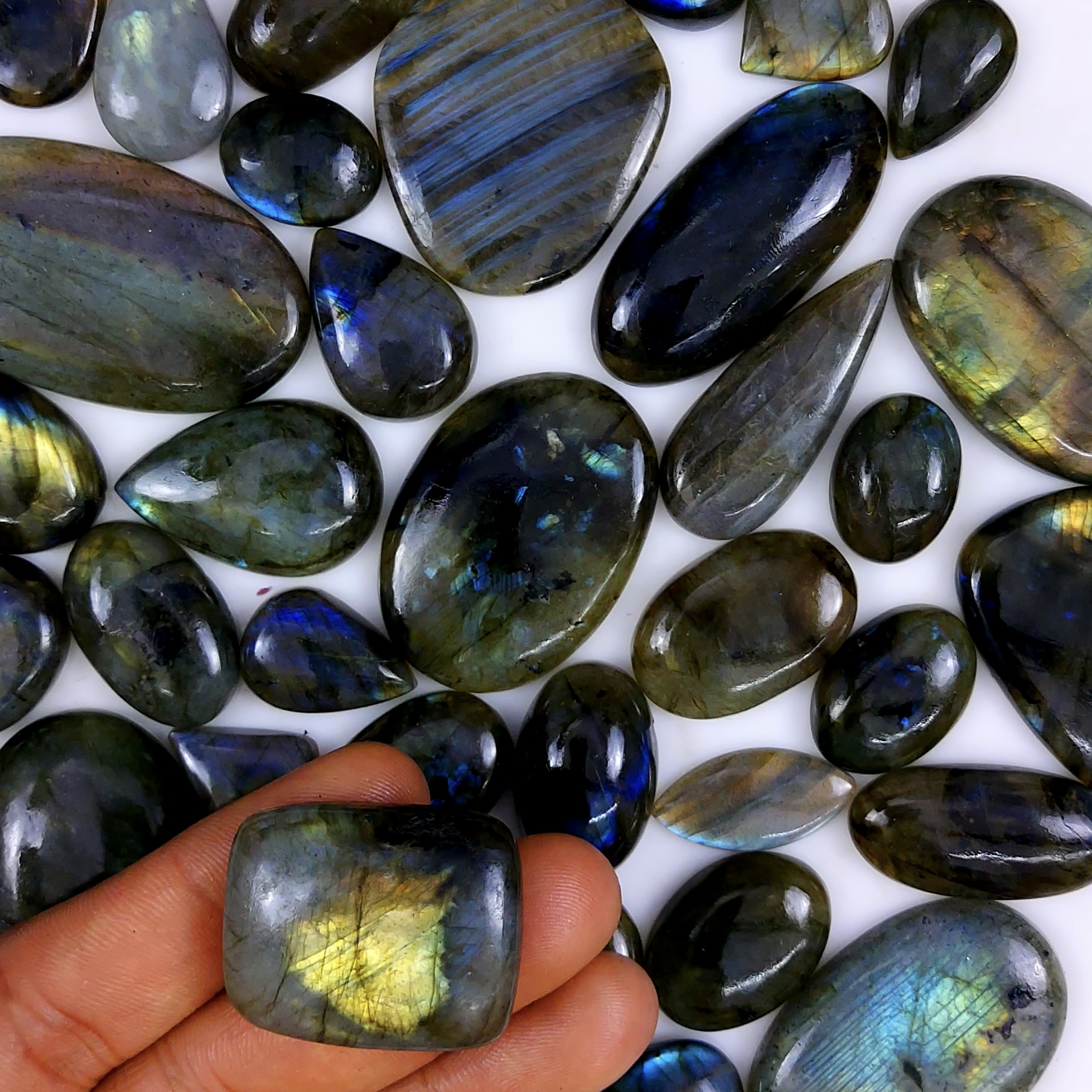 39pc 1636Cts Labradorite Cabochon Multifire Healing Crystal For Jewelry Supplies Labradorite Necklace Handmade Wire Wrapped Gemstone Pendant 55x32 18x14mm6354