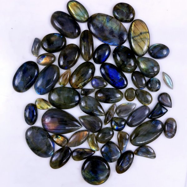 53pc 1702Cts Labradorite Cabochon Multifire Healing Crystal For Jewelry Supplies, Labradorite Necklace Handmade Wire Wrapped Gemstone Pendant 50x30 15x12mm#6360