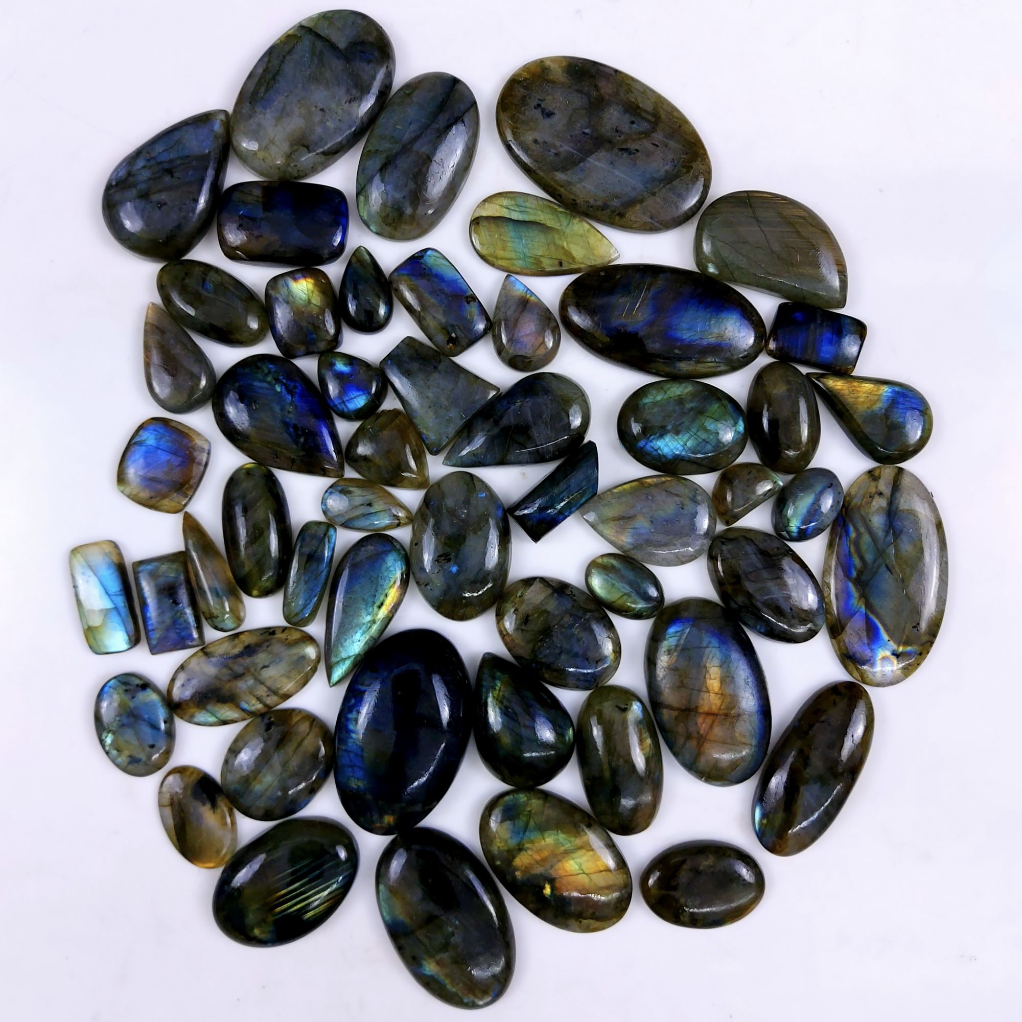 52pc 1644Cts Labradorite Cabochon Multifire Healing Crystal For Jewelry Supplies, Labradorite Necklace Handmade Wire Wrapped Gemstone Pendant 48x25 22x16mm#6363