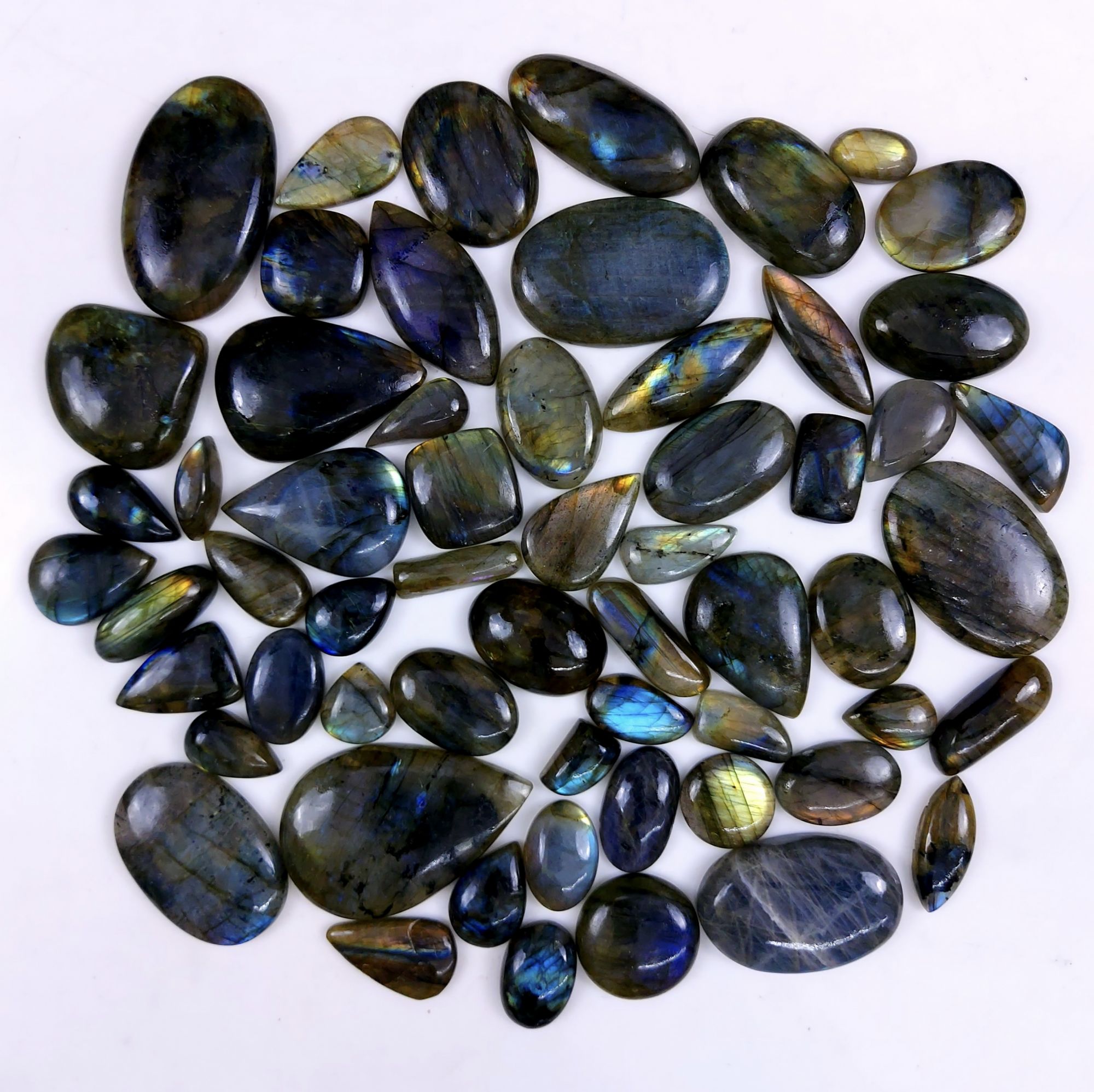 59pc 1750Cts Labradorite Cabochon Multifire Healing Crystal For Jewelry Supplies, Labradorite Necklace Handmade Wire Wrapped Gemstone Pendant 45x28 19x16mm#6365