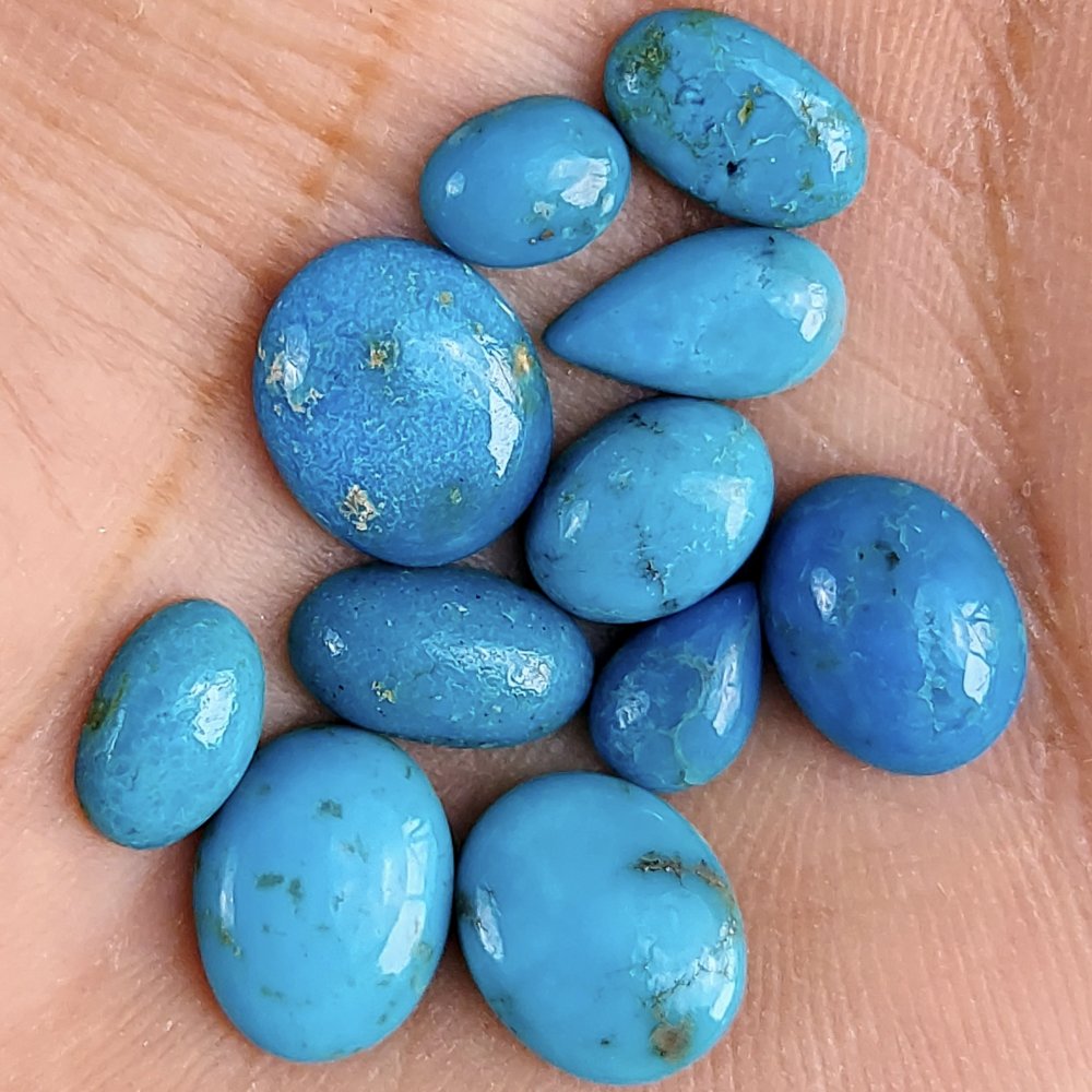 11Pcs 23Cts  Natural Green Tibet Turquoise Loose Cabochon Gemstone Lot For Jewelry Making 10x6 6x4mm#637