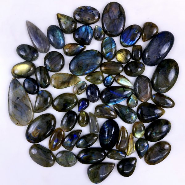 60pc 1789Cts Labradorite Cabochon Multifire Healing Crystal For Jewelry Supplies, Labradorite Necklace Handmade Wire Wrapped Gemstone Pendant 57x28 20x12mm#6370