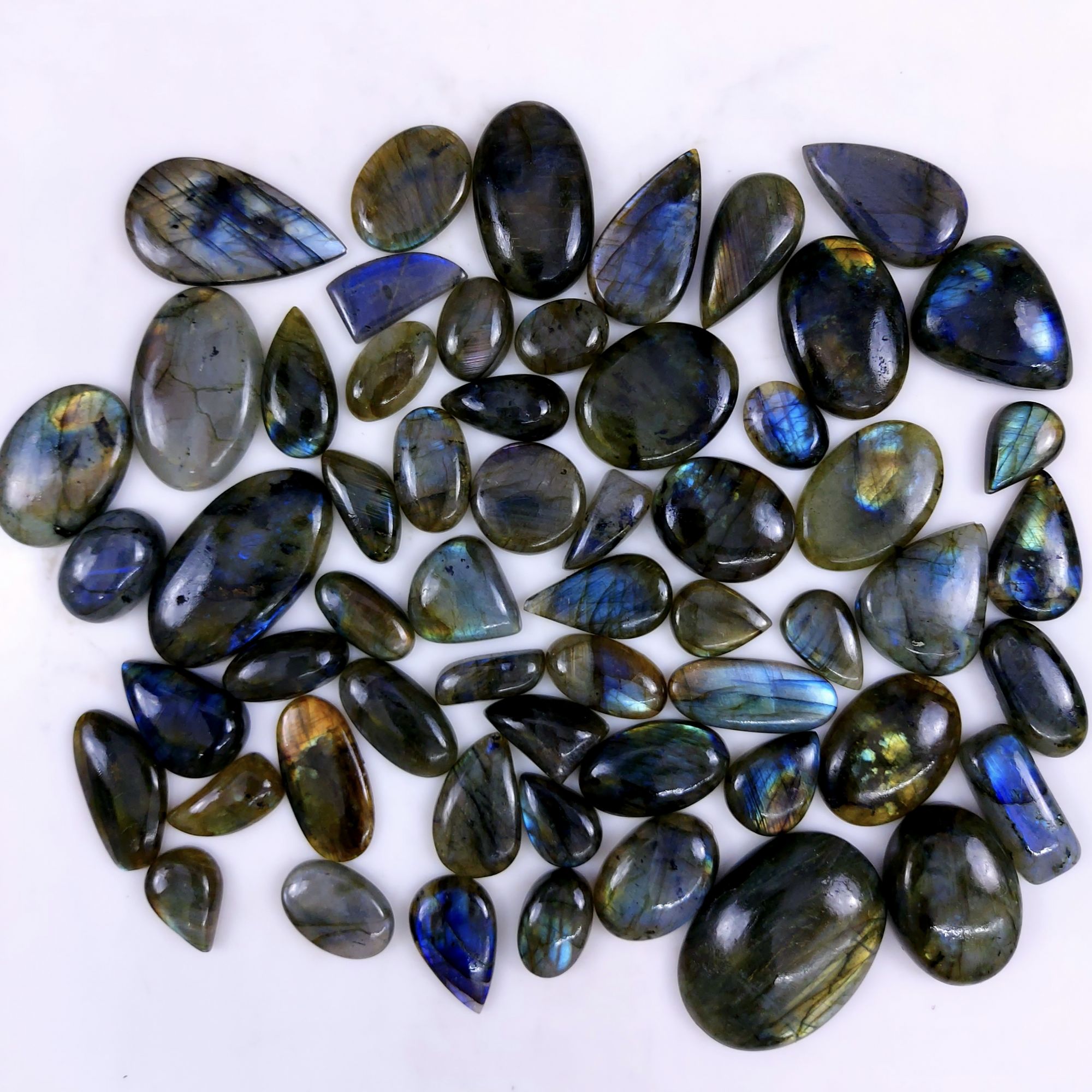 58pc 1913Cts Labradorite Cabochon Multifire Healing Crystal For Jewelry Supplies, Labradorite Necklace Handmade Wire Wrapped Gemstone Pendant 48x35 20x14mm#6374