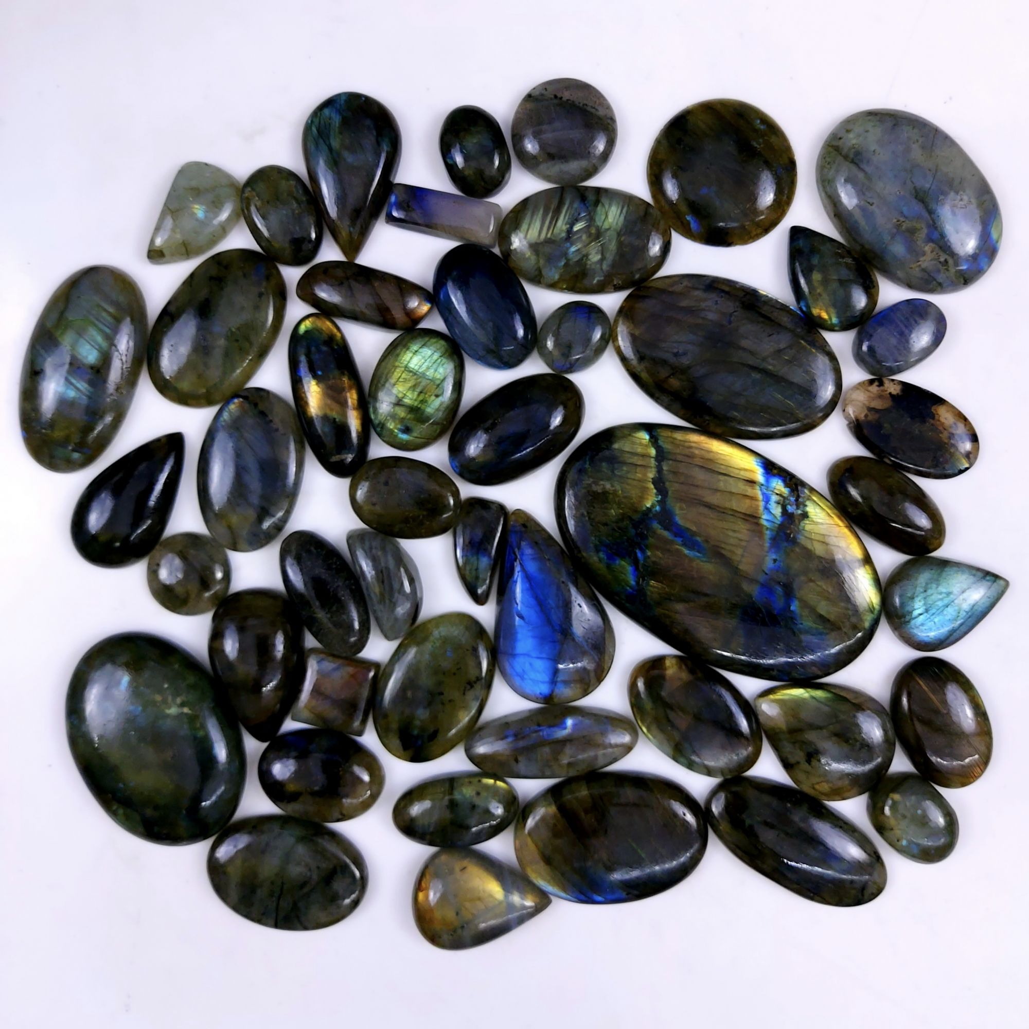 47pc 1718Cts Labradorite Cabochon Multifire Healing Crystal For Jewelry Supplies, Labradorite Necklace Handmade Wire Wrapped Gemstone Pendant 70x45 17x17mm#6377