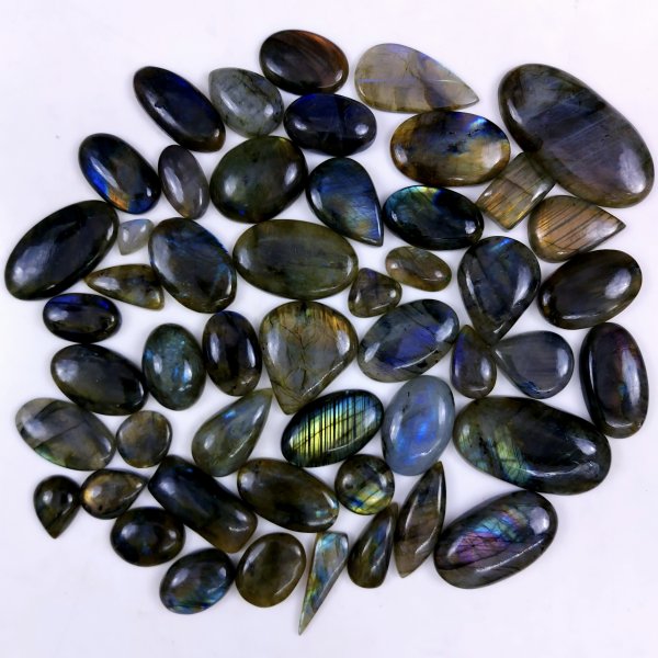 50pc 1789Cts Labradorite Cabochon Multifire Healing Crystal For Jewelry Supplies, Labradorite Necklace Handmade Wire Wrapped Gemstone Pendant 50x27 17x17mm#6381