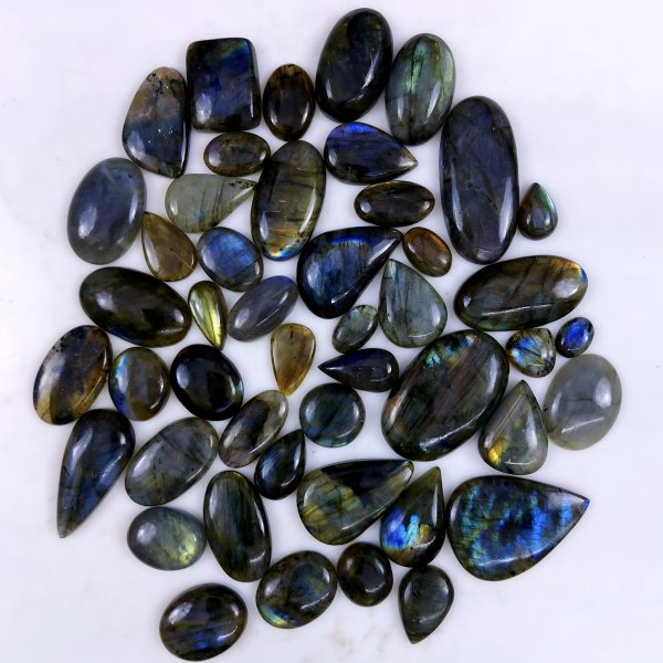 47pc 1557Cts Labradorite Cabochon Multifire Healing Crystal For Jewelry Supplies, Labradorite Necklace Handmade Wire Wrapped Gemstone Pendant 47x30 12x9mm#6384