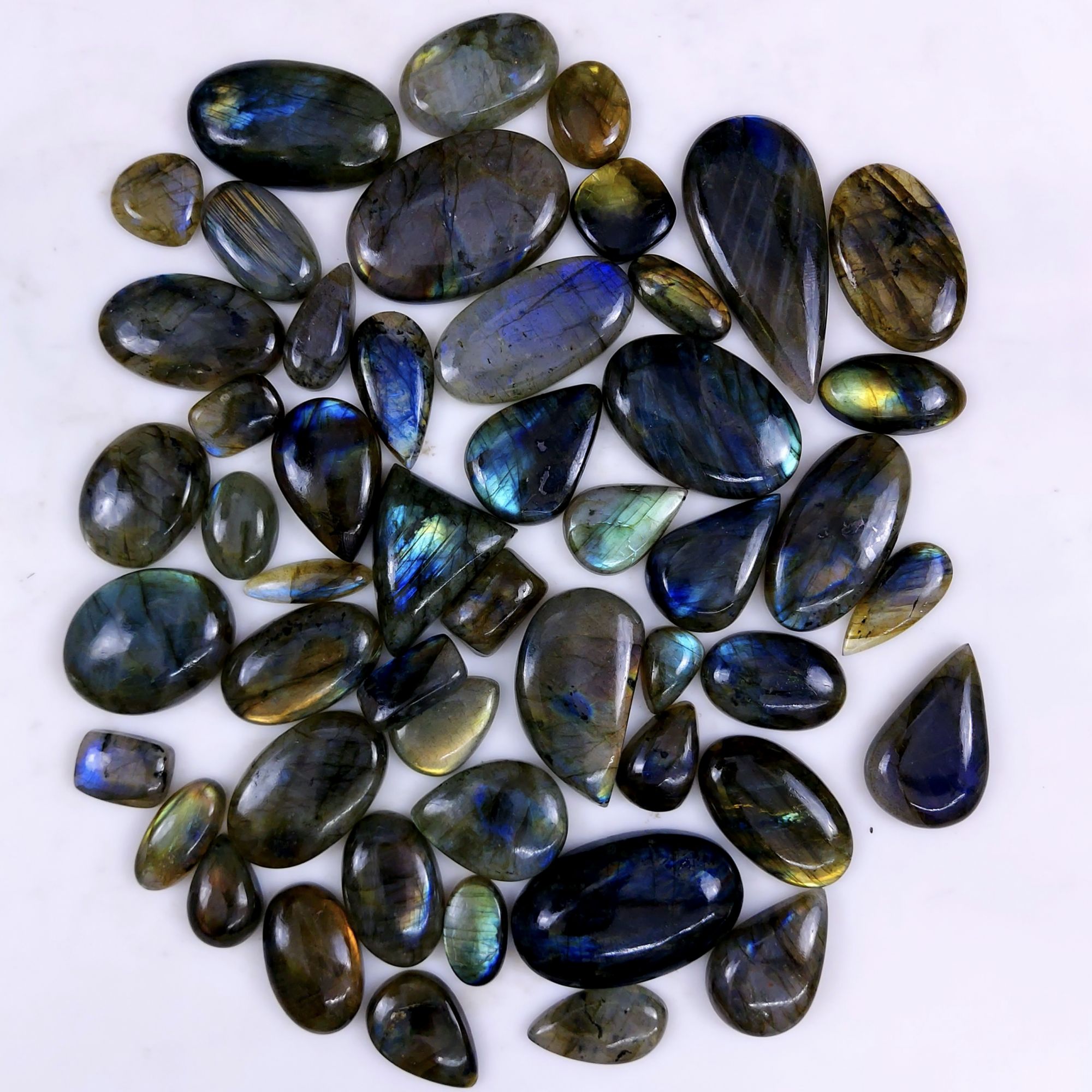 50pc 1551Cts Labradorite Cabochon Multifire Healing Crystal For Jewelry Supplies, Labradorite Necklace Handmade Wire Wrapped Gemstone Pendant 44x27 18x16mm#6392