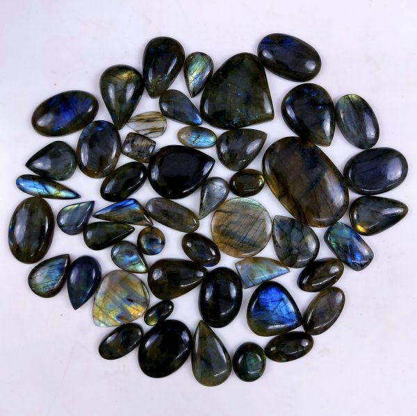 49pc 1506Cts Labradorite Cabochon Multifire Healing Crystal For Jewelry Supplies, Labradorite Necklace Handmade Wire Wrapped Gemstone Pendant 50x30 20x15 mm#6395