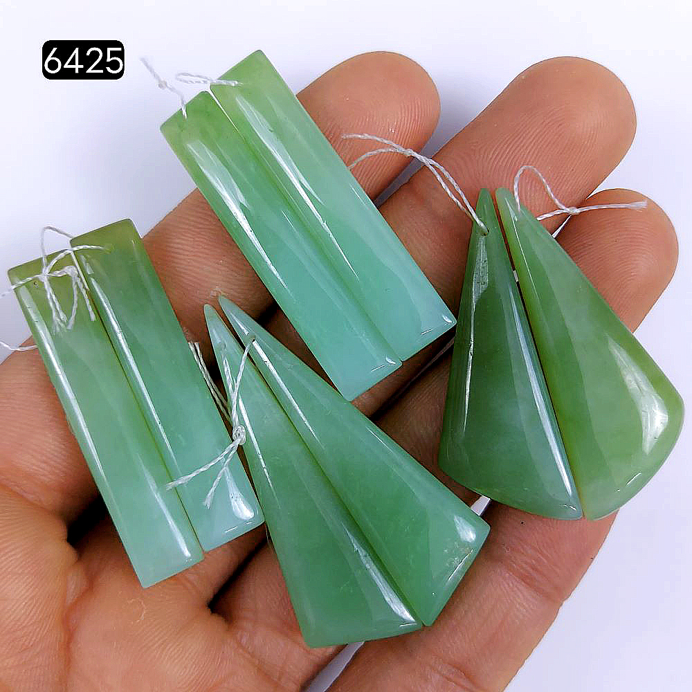 4Pair 169Cts Natural Chrysoprase cabochon Pairs Gemstone, Drilled Green Chrysoprase Loose gemstone Dangle earring pairs, semi-precious Jewelry Gemstone 46x13 38x14mm#6425
