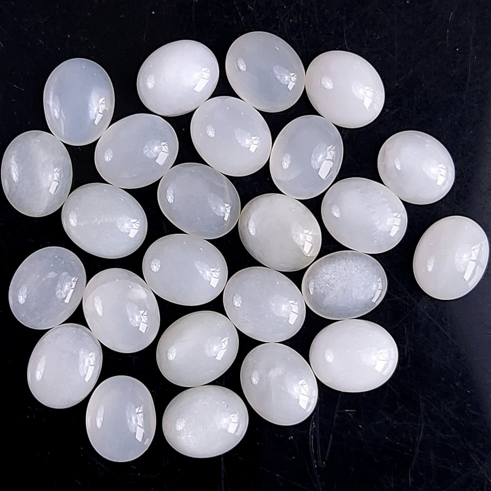 25Pcs 90Cts Natural White Moonstone Loose Cabochon Oval Shape Gemstone For Jewelry Making Lot 9x5 8x4mm#643