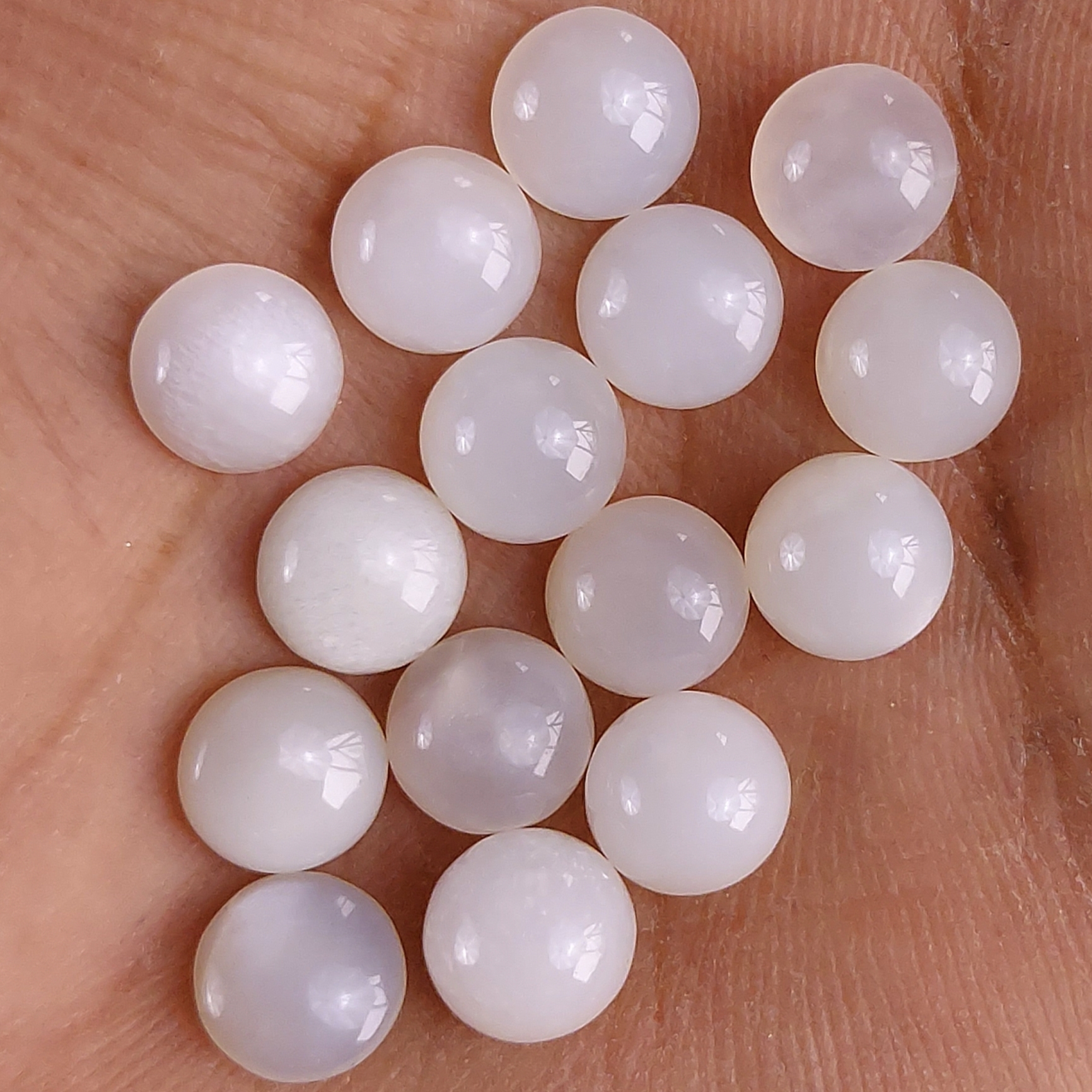 15Pcs 29Cts Natural White Moonstone Loose Cabochon Round Shape Gemstone For Jewelry Making Lot 5x5 mm#645