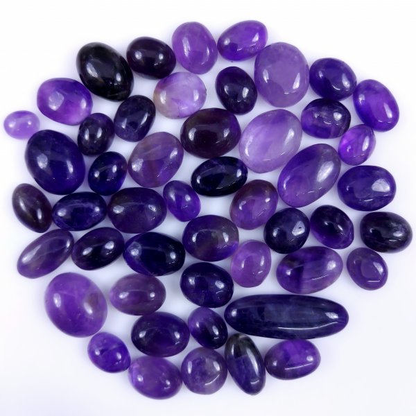 49 Pcs Lot 470Cts Natural Purple Amethyst Cabochon Lot, Loose Gemstone for Jewelry Making  34x10 9x7mm #6461