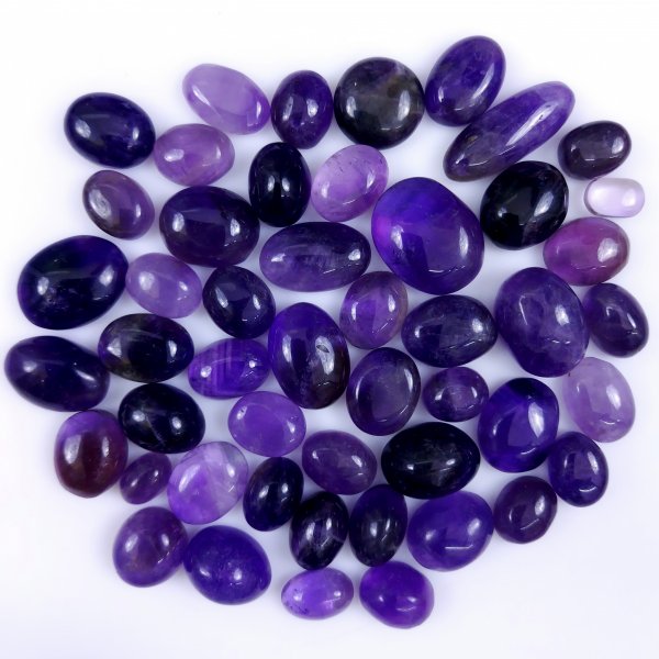 49 Pcs Lot 468Cts Natural Purple Amethyst Cabochon Lot, Loose Gemstone for Jewelry Making  18x14 8x6mm #G-1630