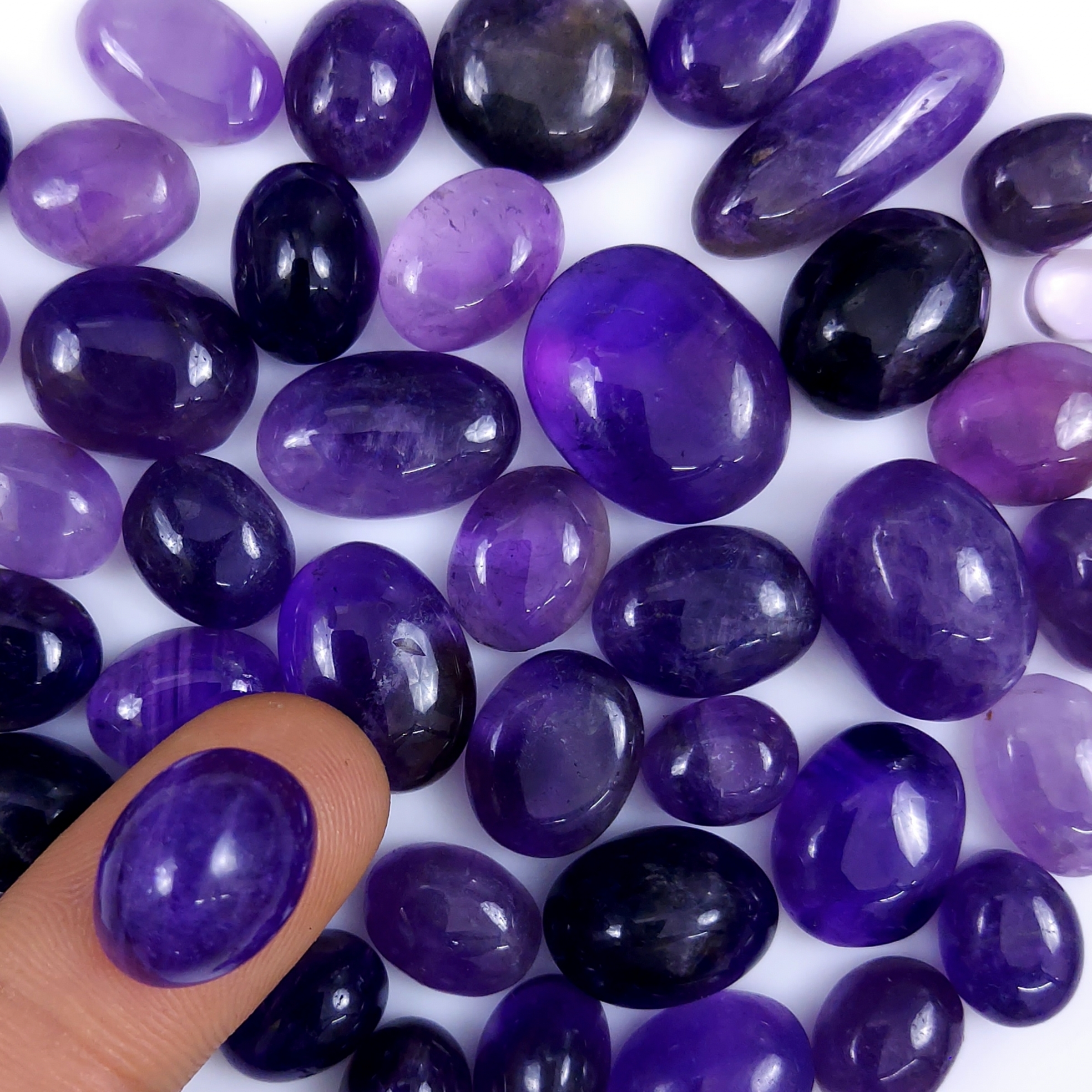 49 Pcs Lot 468Cts Natural Purple Amethyst Cabochon Lot Loose Gemstone for Jewelry Making  18x14 8x6mm G-1630