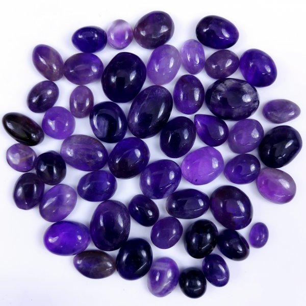49 Pcs Lot 472Cts Natural Purple Amethyst Cabochon Lot, Loose Gemstone for Jewelry Making  18x15 8x8mm #6463