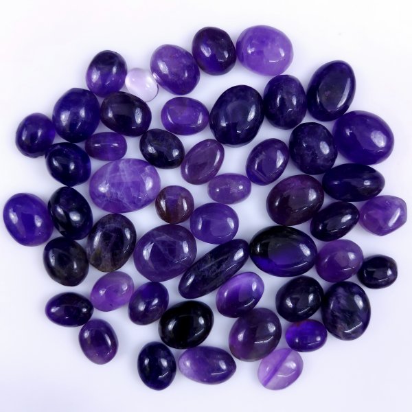 49 Pcs Lot 466Cts Natural Purple Amethyst Cabochon Lot, Loose Gemstone for Jewelry Making  18x13 11x9mm #6466