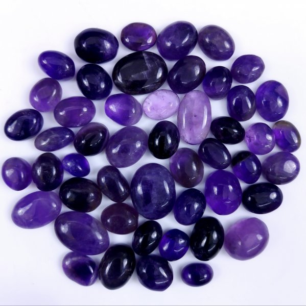 49 Pcs Lot 464Cts Natural Purple Amethyst Cabochon Lot, Loose Gemstone for Jewelry Making  18x12 10x8mm #6467