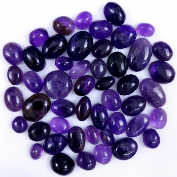 49 Pcs Lot 480Cts Natural Purple Amethyst Cabochon Lot, Loose Gemstone for Jewelry Making  20x14 11x9mm #6468