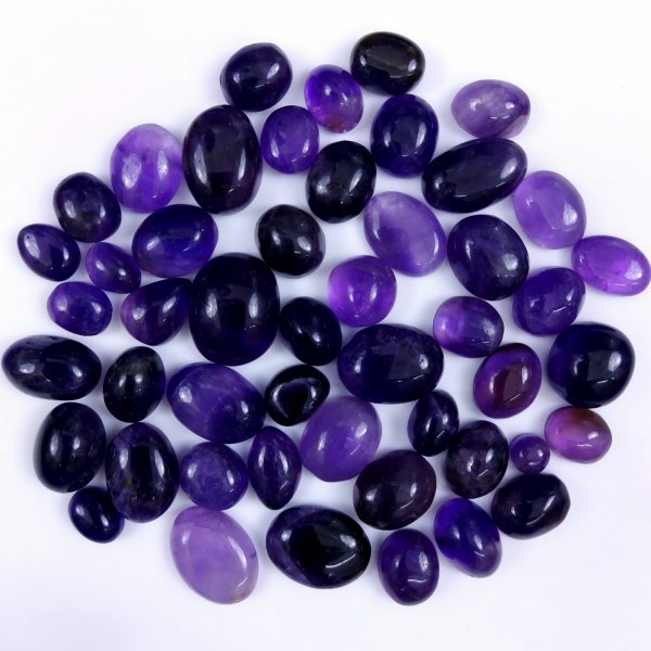 49 Pcs Lot 461Cts Natural Purple Amethyst Cabochon Lot, Loose Gemstone for Jewelry Making  18x13 9x7mm #6469