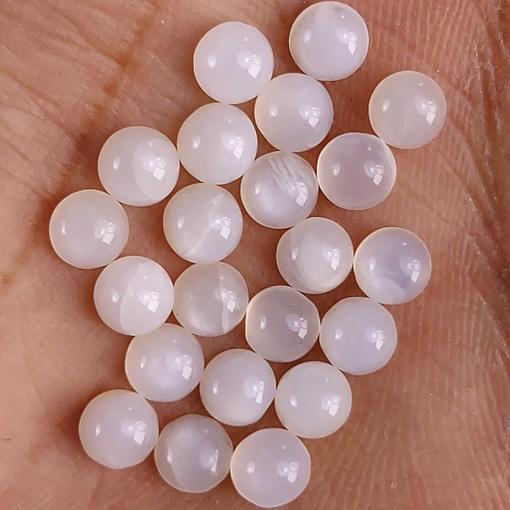 22Pcs 15Cts Natural White Moonstone Loose Cabochon Round Shape Gemstone For Jewelry Making Lot 5x5mm#647