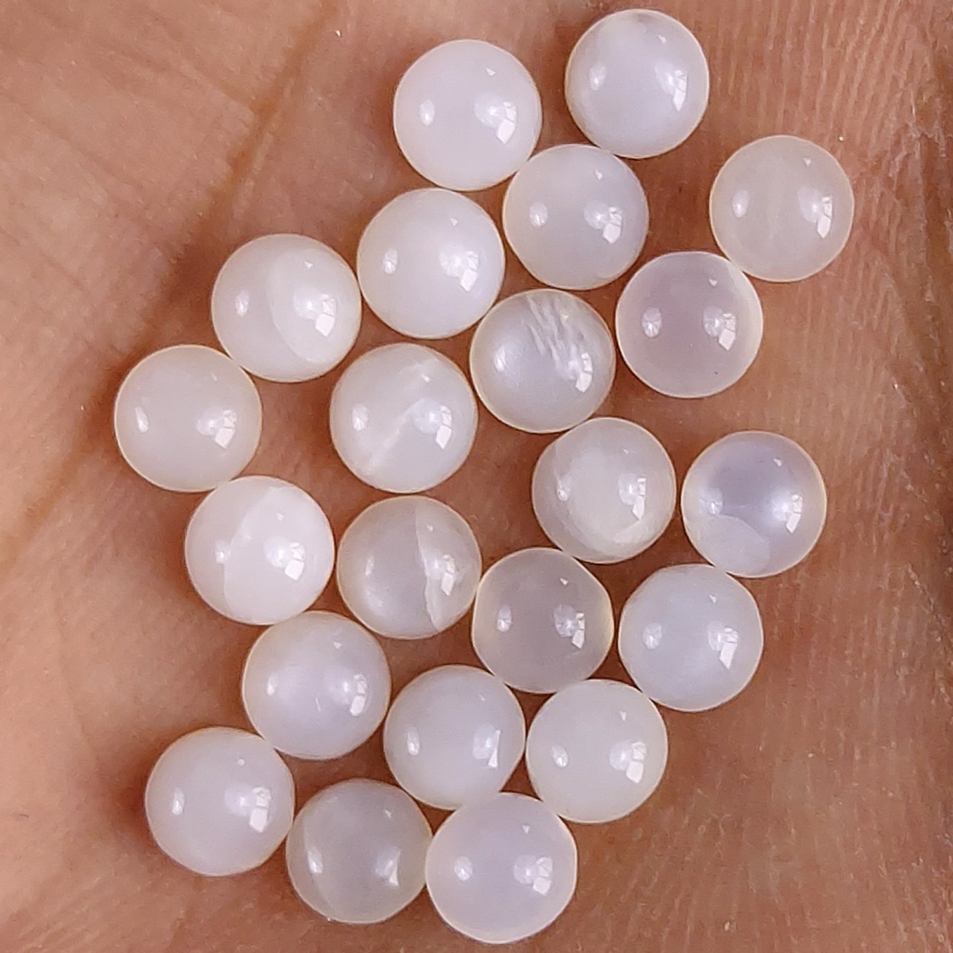 22Pcs 15Cts Natural White Moonstone Loose Cabochon Round Shape Gemstone For Jewelry Making Lot 5x5mm#647