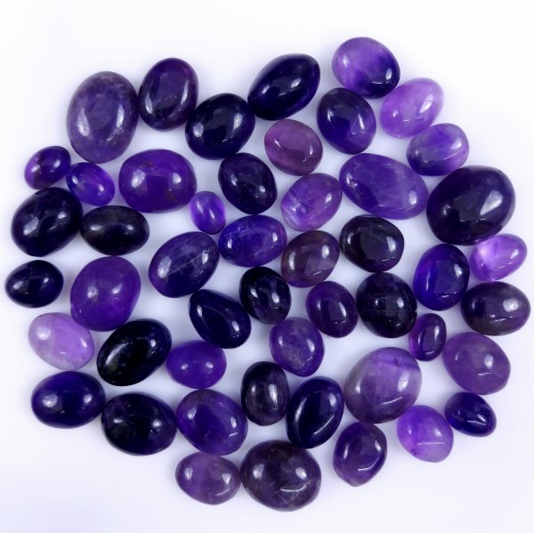 49 Pcs Lot 483Cts Natural Purple Amethyst Cabochon Lot, Loose Gemstone for Jewelry Making  18x15 9x7mm #6472