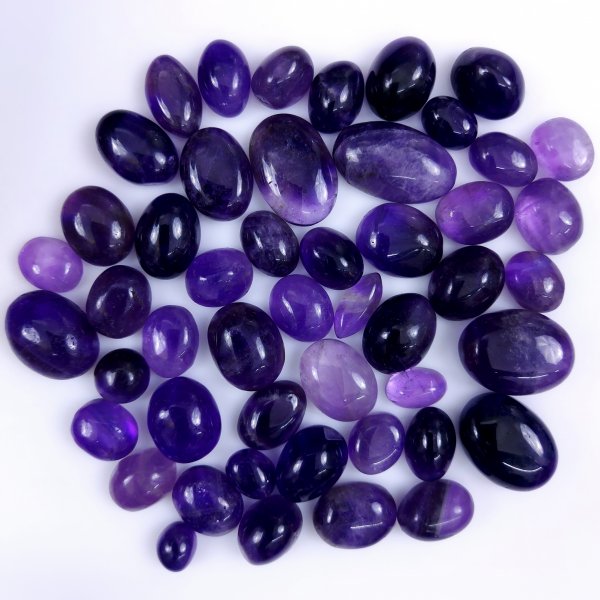 49 Pcs Lot 471Cts Natural Purple Amethyst Cabochon Lot, Loose Gemstone for Jewelry Making  20x13 9x7mm #6476