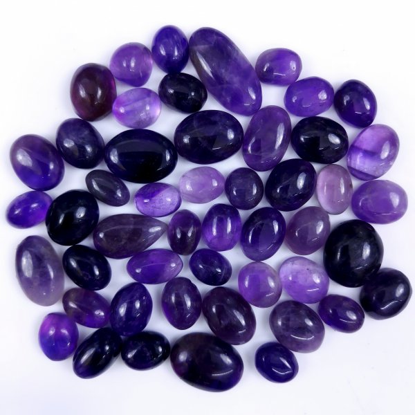 49 Pcs Lot 482Cts Natural Purple Amethyst Cabochon Lot, Loose Gemstone for Jewelry Making  26x13 11x8mm #6477