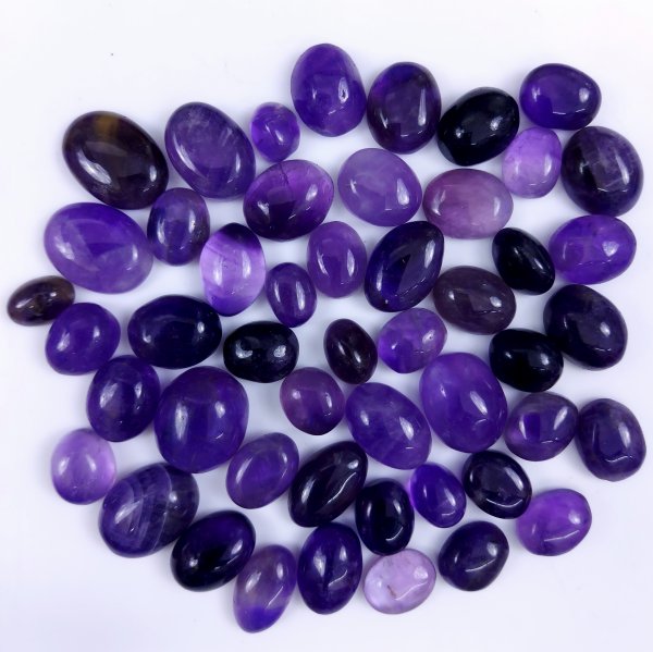 49 Pcs Lot 471Cts Natural Purple Amethyst Cabochon Lot, Loose Gemstone for Jewelry Making  18x14 10x8mm #6479
