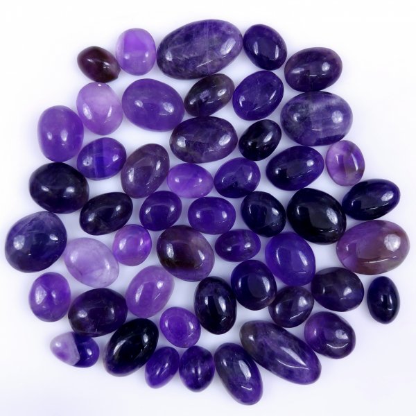 49 Pcs Lot 473Cts Natural Purple Amethyst Cabochon Lot, Loose Gemstone for Jewelry Making  24x15 11x9mm #6480