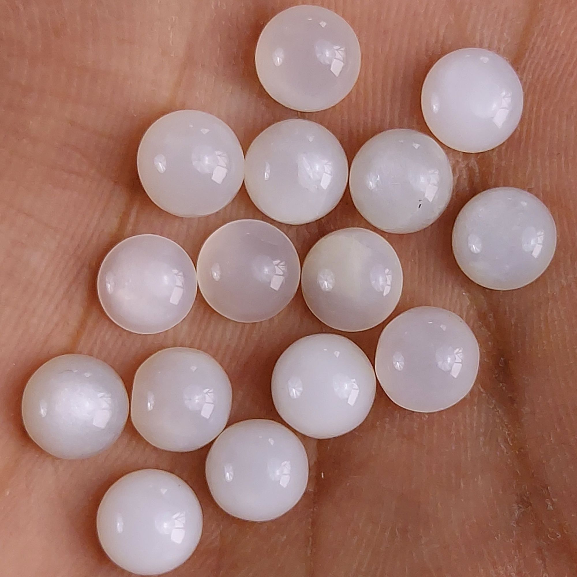 15Pcs 23Cts Natural White Moonstone Loose Cabochon Round Shape Gemstone For Jewelry Making Lot 5x5mm#650