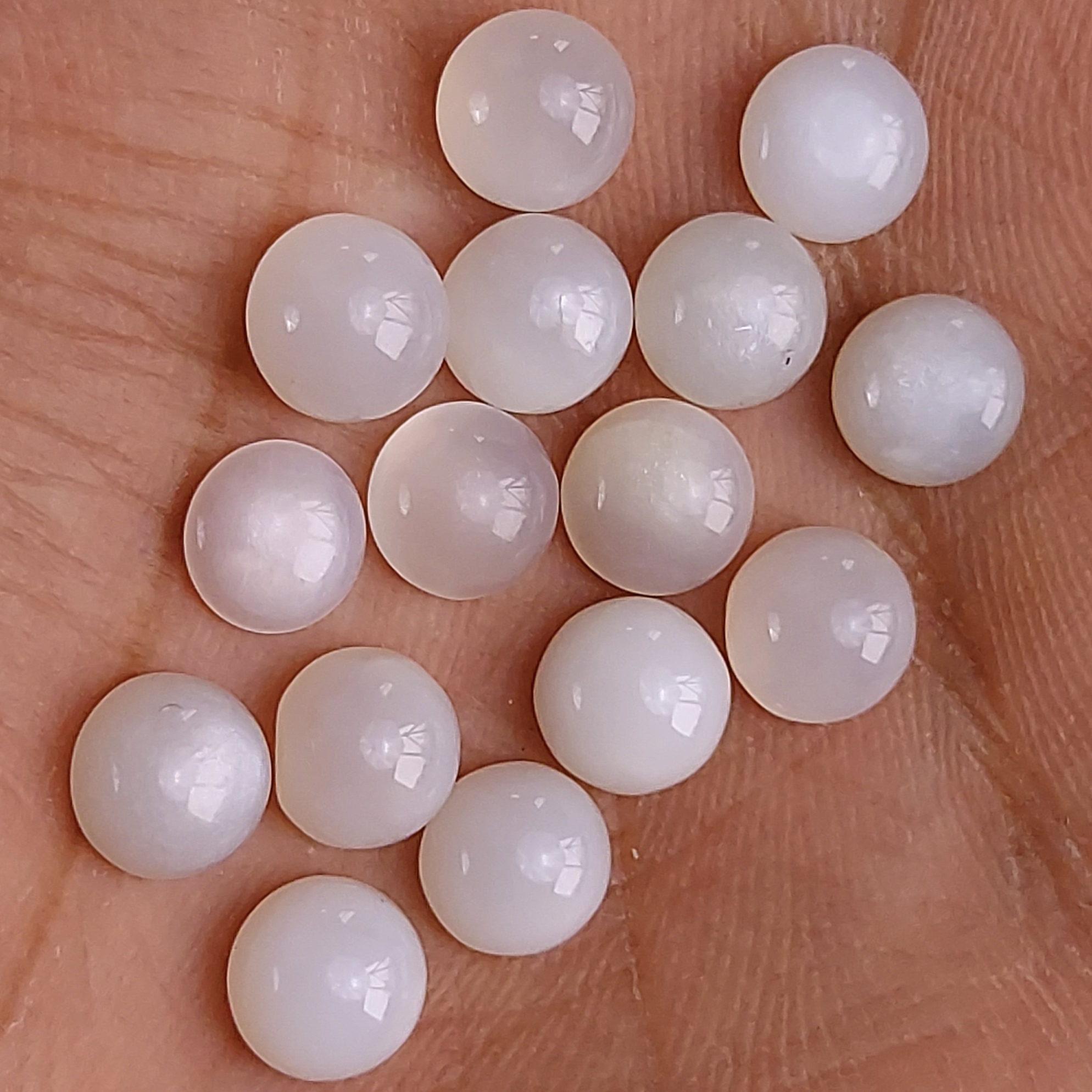 15Pcs 23Cts Natural White Moonstone Loose Cabochon Round Shape Gemstone For Jewelry Making Lot 5x5mm#650