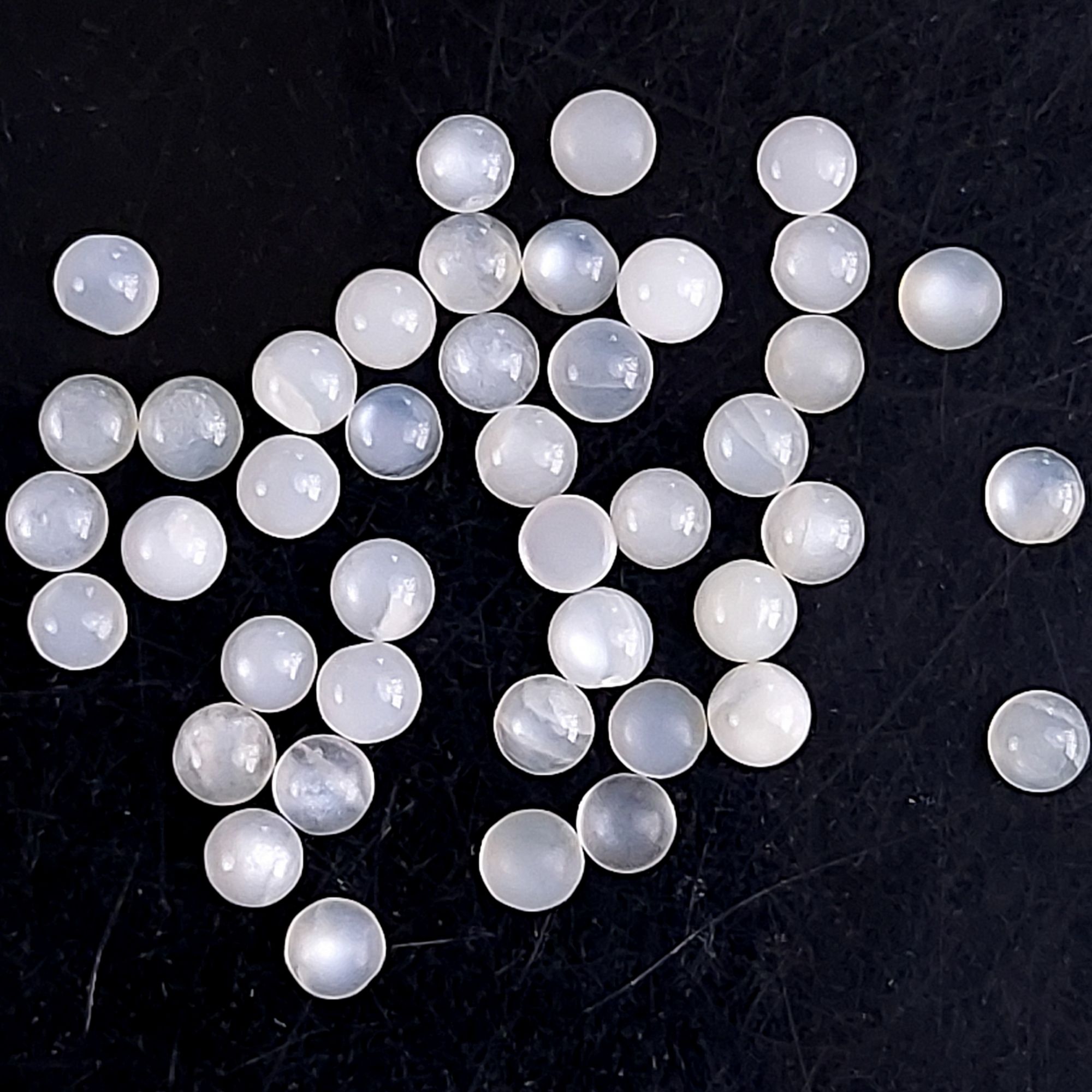 44Pcs 14Cts Natural White Moonstone Loose Cabochon Round Shape Gemstone For Jewelry Making Lot 4x4mm#651