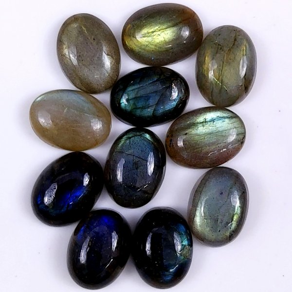 11 Pcs 99Cts Natural Labradorite Cabochon oval Shape Multifire Calibrated Loose Gemstone for jewelry making Wholesale Lots Size12x16mm#G-1580