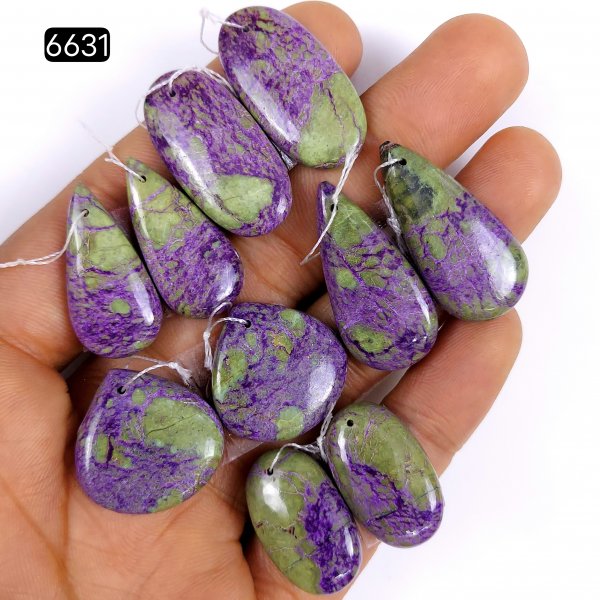 5Pair 144Cts Natural Purple Stichtite Cabochon Gemstone Earring Pairs fancy shape Serpentine Jewelry smooth Drilled matching pairs dangle Earring 32x16 24x15mm#6631