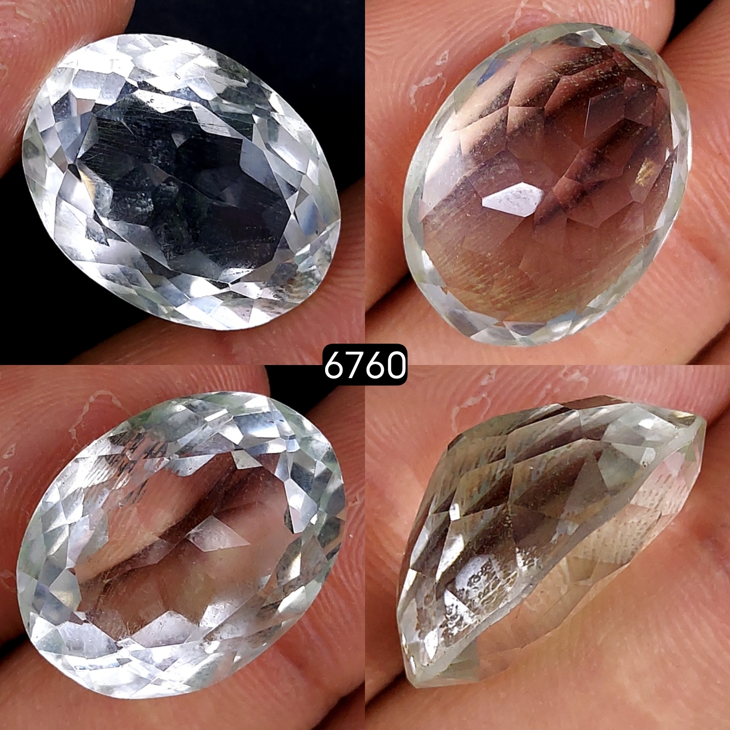1Pc 25Cts Natural Crystal Quartz Faceted Cabochon Gemstone Oval Shape Crystal 20x15mm#6760