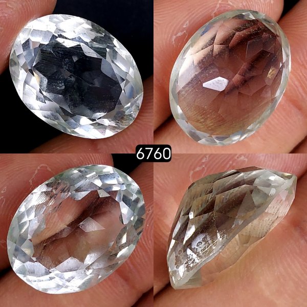 1Pc 25Cts Natural Crystal Quartz Faceted Cabochon Gemstone Oval Shape Crystal 20x15mm#6760