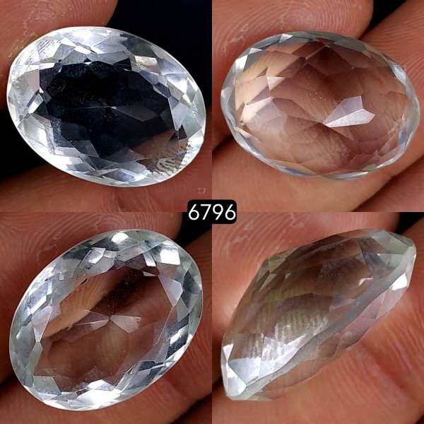 1Pc 27Cts Natural Crystal Quartz Faceted Cabochon Gemstone Oval Shape Crystal 24x17mm#6796