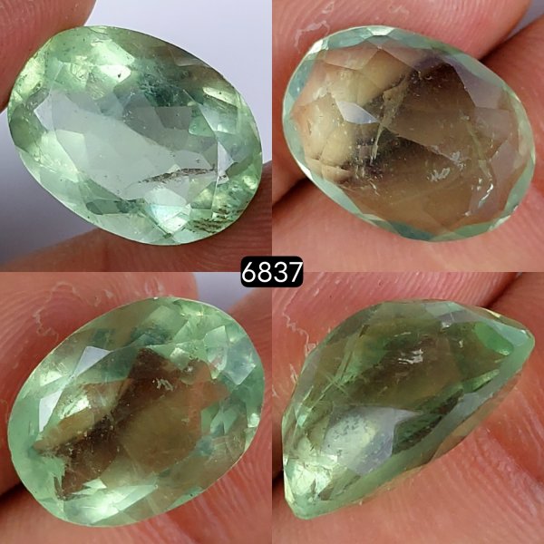 18Cts Natural Green Fluorite Faceted Cabochon Oval Shape Gemstone Crystal 19x14mm#6837