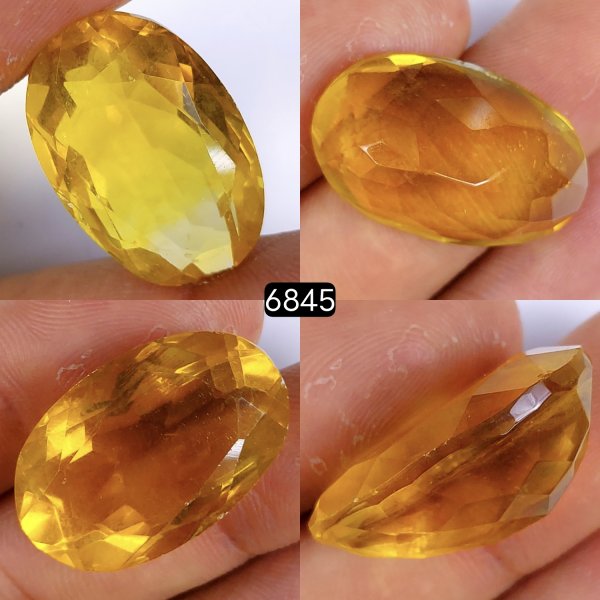 41Cts Natural Yellow Fluorite Faceted Cabochon Oval Shape Gemstone Crystal 26x14mm#6845